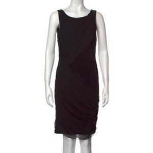 Alice & Olivia Black Shirred Sleeveless Scoop Neck Dress 10